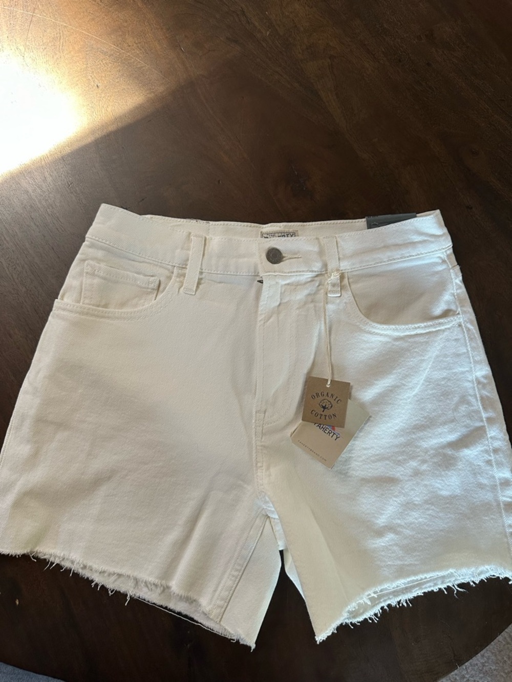 Faherty White Cutoff Denim Shorts